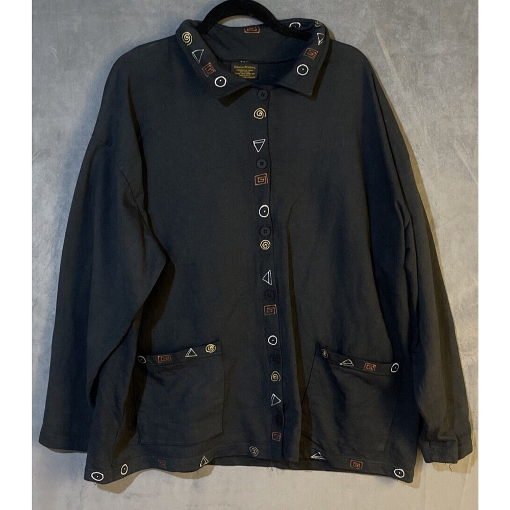 Babytoes Clothing Women's Black Geometric Design Cotton Jacket‎ Blazer XL USA